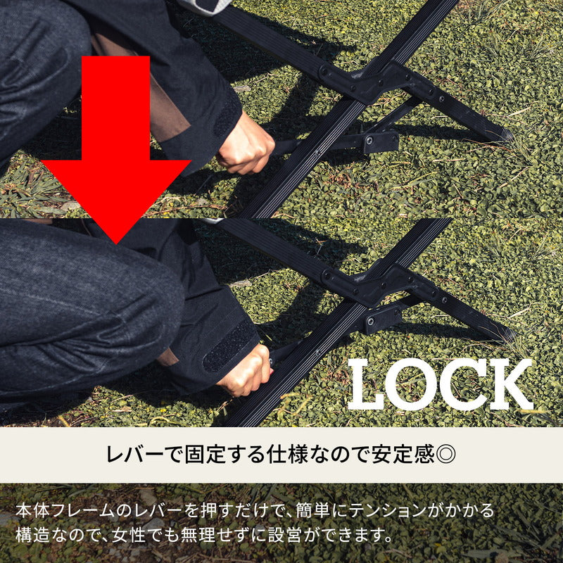 アウトドアベッド GIコット 枕付き 耐荷重180kg レバー式 ブラック【1年保証】【発送予定1~2日】