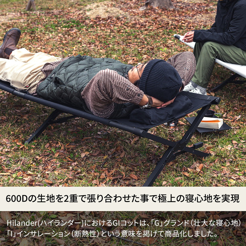 アウトドアベッド GIコット 枕付き 耐荷重180kg レバー式 ブラック【1年保証】【発送予定1~2日】