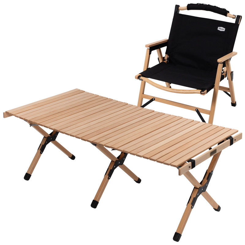 ハイランダー　ウッドフレームチェア　ウッドロールテーブル　セット お得なセット】ウッドロールトップテーブルLight 90＋ウッド