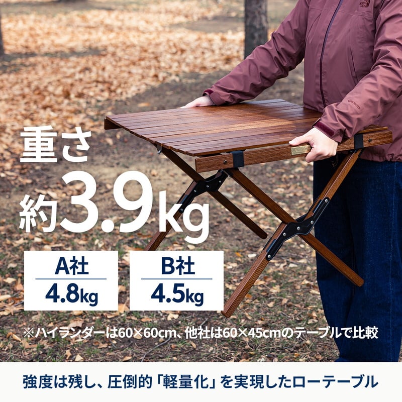 ウッドロールトップテーブルLIGHT 60 アウトドア キャンプ ローテーブル 【1年保証】【発送予定1~2日】