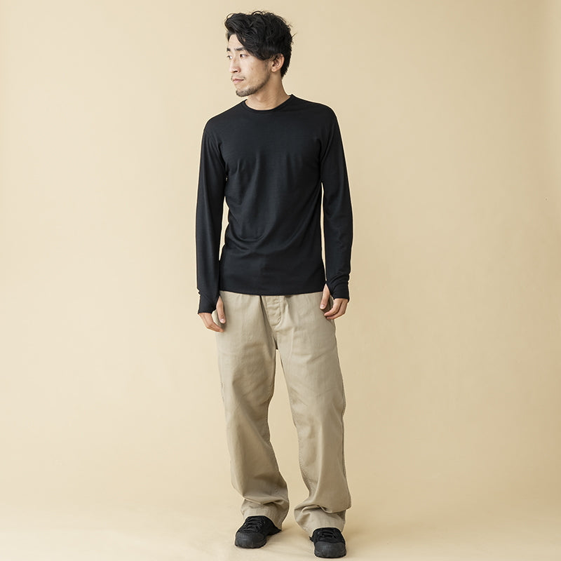 【メリノウール100%】【日本国内縫製】インナー ロングスリーブ Tee【発送予定1~2日】