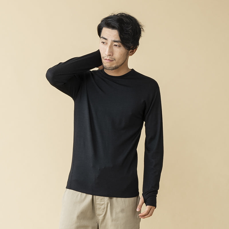 【メリノウール100%】【日本国内縫製】インナー ロングスリーブ Tee【発送予定1~2日】
