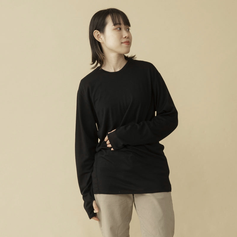【メリノウール100%】【日本国内縫製】インナー ロングスリーブ Tee【発送予定1~2日】