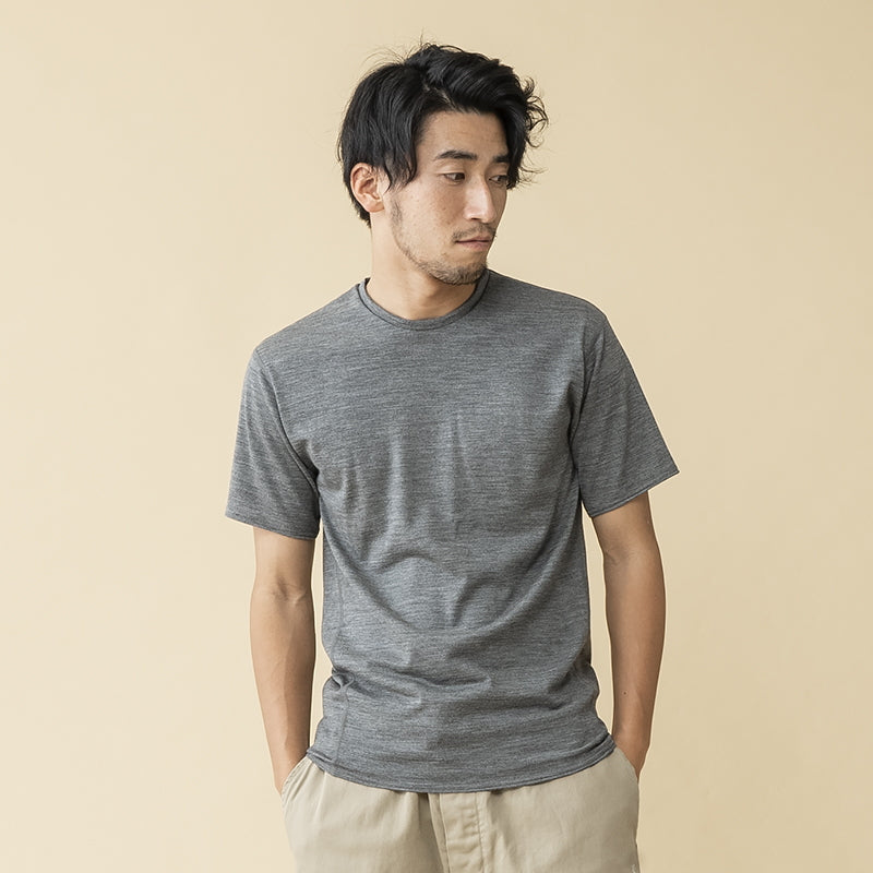【メリノウール100%】【日本国内縫製】インナー ショートスリーブ Tee【発送予定1~2日】