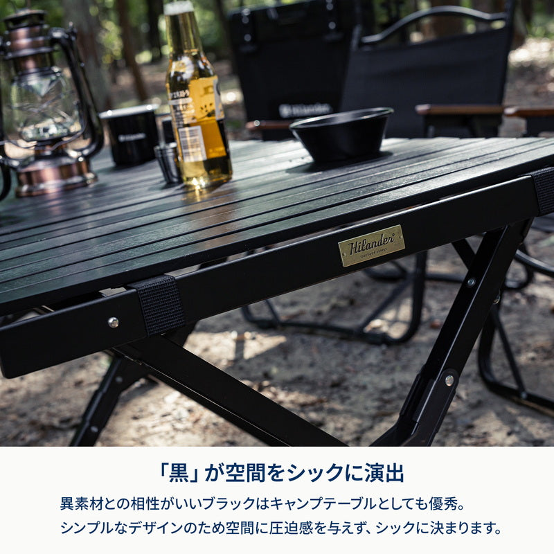9月中旬発送ウッドロールテーブルX Black Edition アウトドア キャンプ ローテーブル