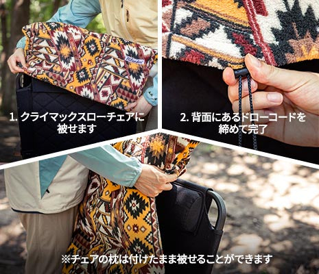 被せてドローコードで固定するだけの簡単装着