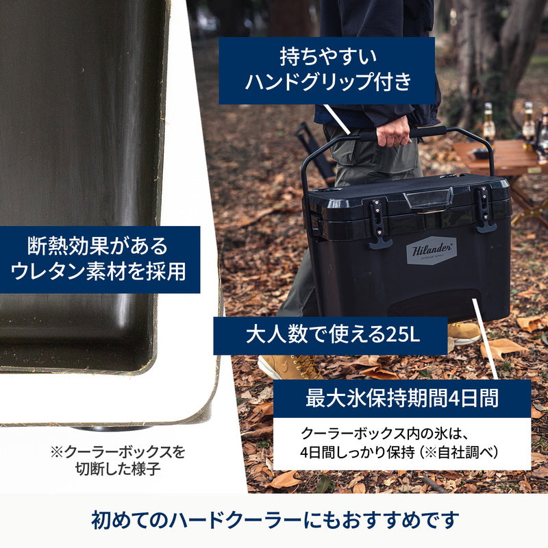 アルミクーラースタンド+ハイランドクーラーボックス ブラック 25L