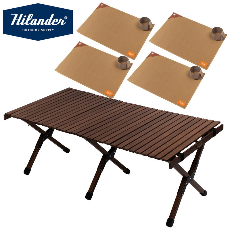 【お得なセット】ウッドロールトップテーブルＥＸ　１２０＋ランチョンマット４枚【発送予定1～2日】