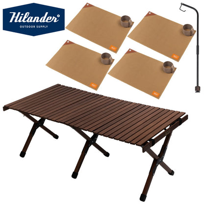 【お得なセット】ウッドロールトップテーブルＥＸ１２０＋専用ランタンスタンド＋ランチョンマット４枚【発送予定1～2日】