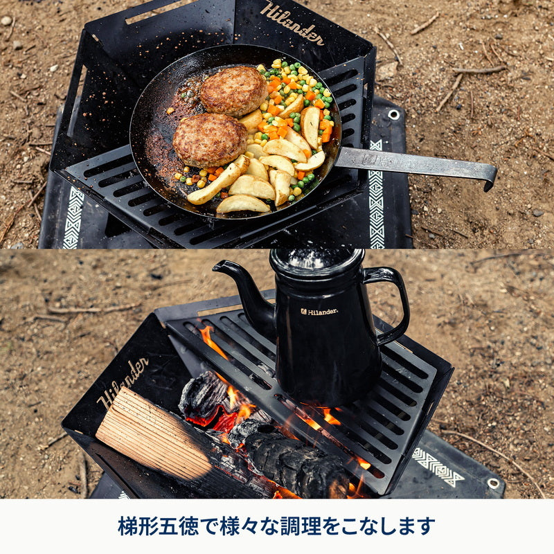 お得なセット】焚き火台六花Black Edition＋梯形五徳＋