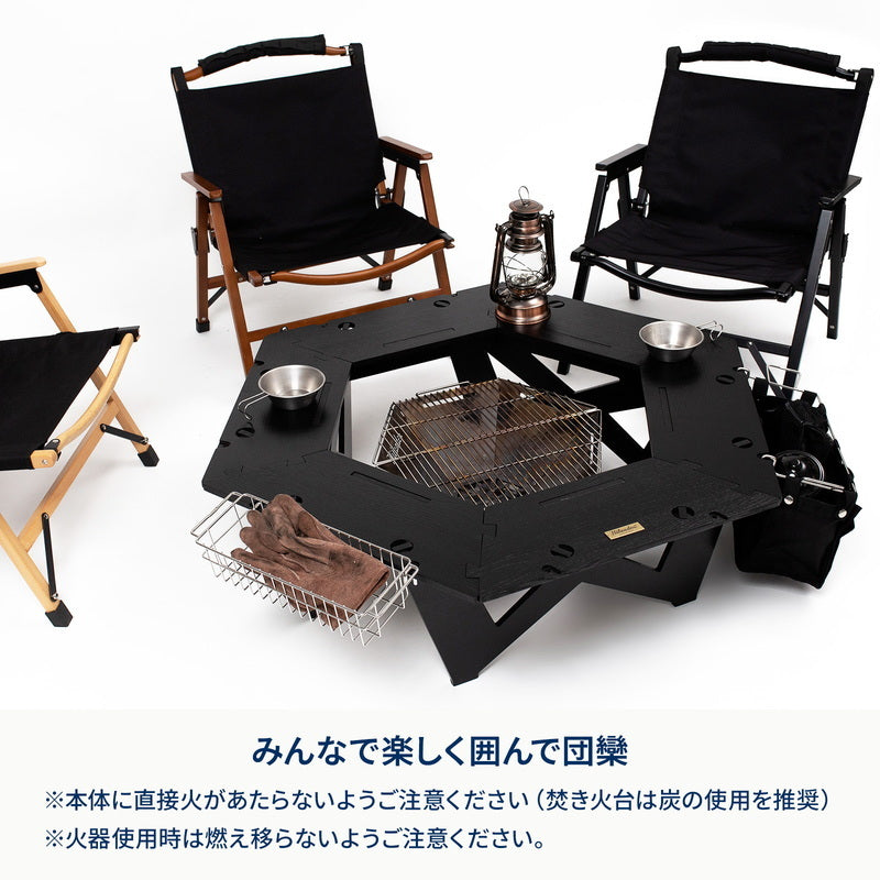【お得なセット】ヘキサゴンテーブルＬＩＧＨＴ＋クライマックスローチェア２　ＳＴ（スチール）