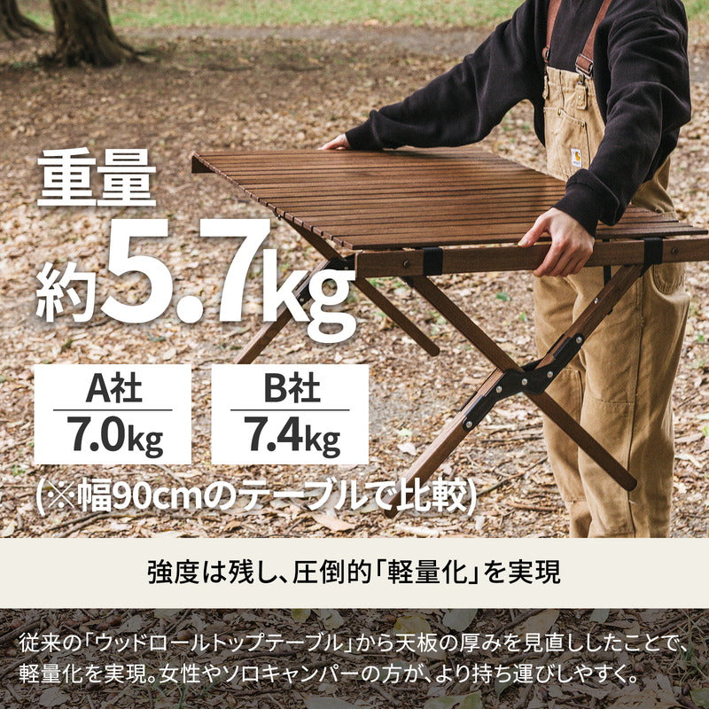 ウッドロールトップテーブル　ＬＩＧＨＴ　キャンプテーブル　アウトドア【１年保証】