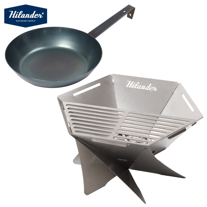 【お得なセット】六花焚き火フライパン２４ｃｍ　深型＋焚き火台　六花（りっか）（梯形五徳付き）【発送予定1～2日】