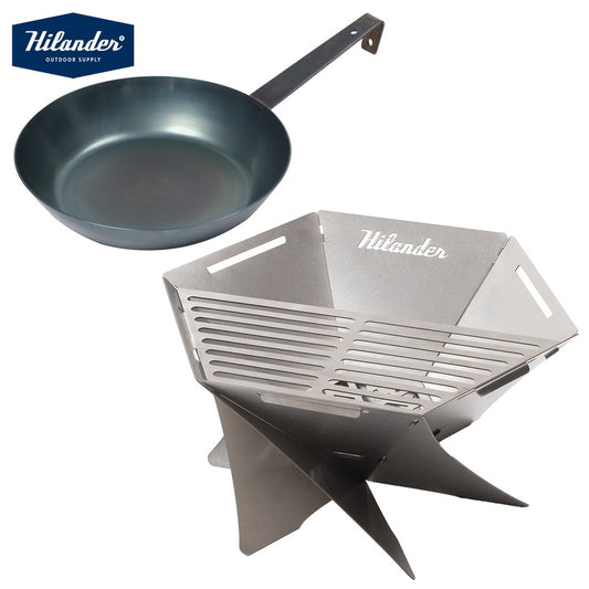 【お得なセット】六花焚き火フライパン２４ｃｍ　深型＋焚き火台　六花（りっか）（梯形五徳付き）【発送予定1～2日】