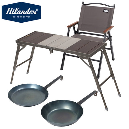 【お得なセット】リットテーブル＋リットチェア＋六花焚き火フライパン２６ｃｍ＆２４ｃｍ深型