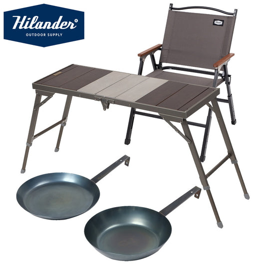 【お得なセット】リットテーブル＋リットチェア＋六花焚き火フライパン２６ｃｍ＆２４ｃｍ深型