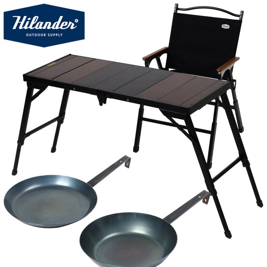 【お得なセット】リットテーブル＋リットチェア＋六花焚き火フライパン２６ｃｍ＆２４ｃｍ深型