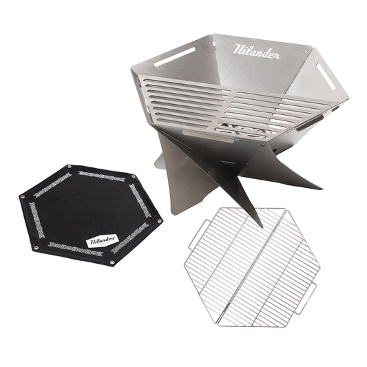 【お得なセット】焚き火台 六花（りっか）梯形五徳付き 3点セット