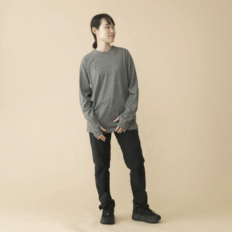 【メリノウール１００％】【日本国内縫製】インナー　ロングスリーブ　Ｔｅｅ【発送予定1～2日】