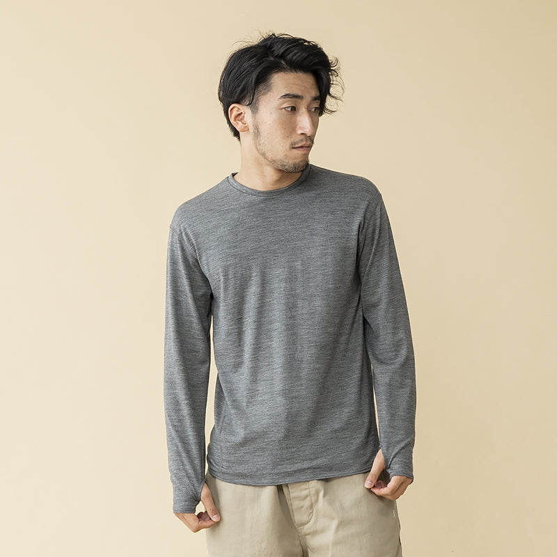 【メリノウール１００％】【日本国内縫製】インナー　ロングスリーブ　Ｔｅｅ【発送予定1～2日】